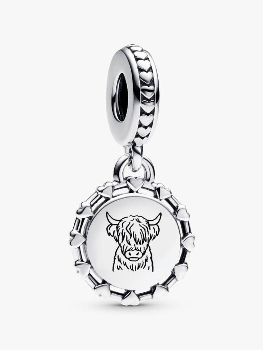 Pandora Engravable Scottish Cow Dangle Charm - Silver